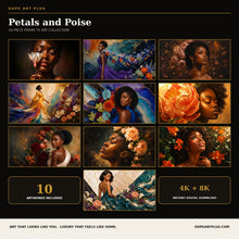 Load image into Gallery viewer, Petals and Poise — 10-Piece Black Woman Floral Frame TV Art Collection | 4K &amp; 8K