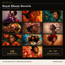 Load image into Gallery viewer, Royal Bloom Reverie — 10-Piece Black Woman Frame TV Art Collection | 4K &amp; 8K