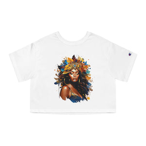 Black Art Cropped T-Shirt Women's Colorful T-Shirt Floral Tee Graphic T-Shirt