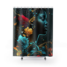 Load image into Gallery viewer, Black Woman Aquatic Shower Curtain Shower Decor Black Art