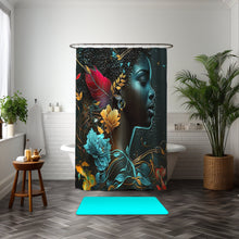 Load image into Gallery viewer, Black Woman Aquatic Shower Curtain Shower Decor Black Art