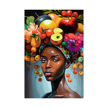Load image into Gallery viewer, Fruit Woman Gardening Gift Black Art Vertical Poster