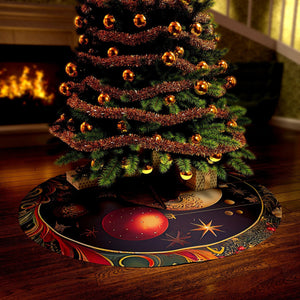 Red and Gold Tree Skirt, Timeless Holiday Elegance, Merry & Bright Tree Skirt, Round Tree Skirt