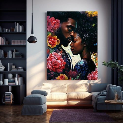 Love and Passion Canvas Art, Affectionate Couple Print, Heartwarming Gift