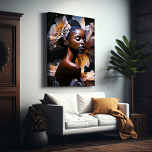 Load image into Gallery viewer, Floral Abstract Canvas Gallery Wrap, Afrocentric Gift for Her, Botanical Art