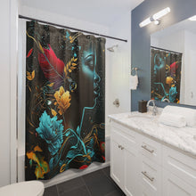 Load image into Gallery viewer, Black Woman Aquatic Shower Curtain Shower Decor Black Art