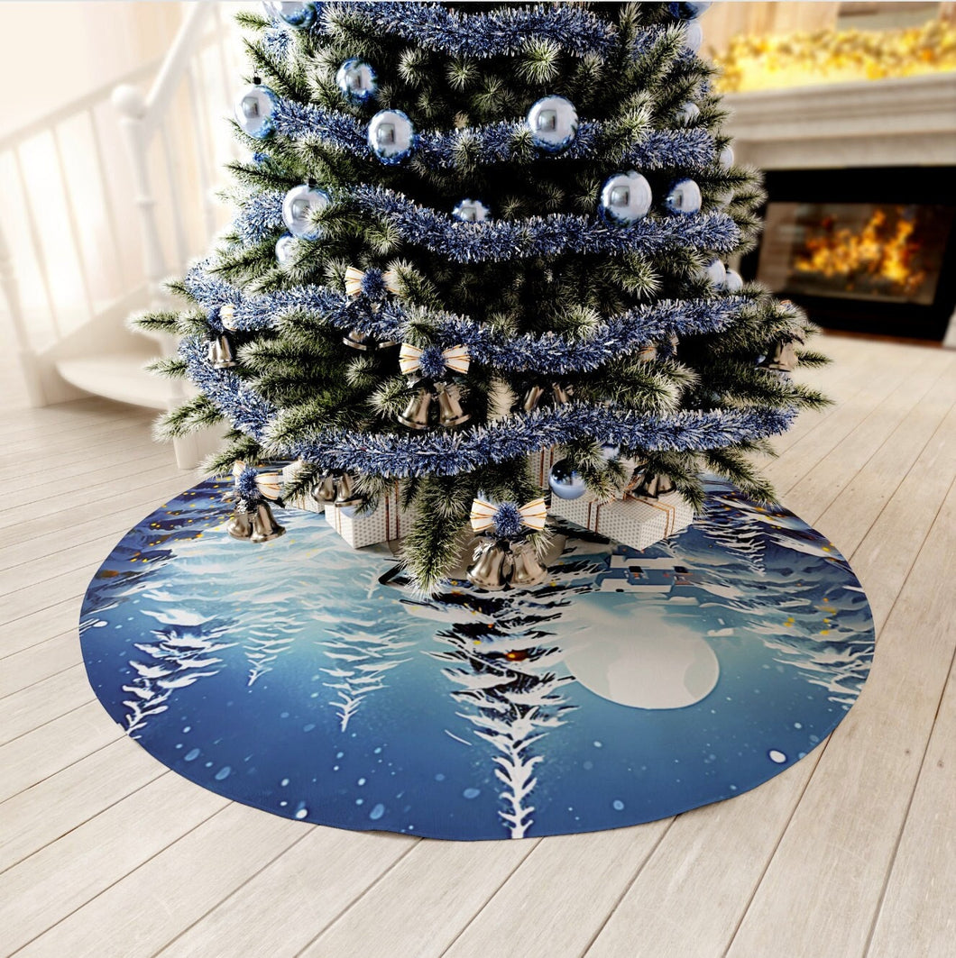 Snowy Tree Skirt, Festive Holiday Decor, Round Tree Skirt