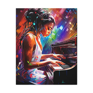 Colorful Pianist Art Canvas Gallery Wrap Abstract Black Art Digital Art