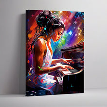 Load image into Gallery viewer, Colorful Pianist Art Canvas Gallery Wrap Abstract Black Art Digital Art