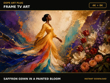 Load image into Gallery viewer, Saffron Gown In A Painted Bloom — Frame TV artwork preview