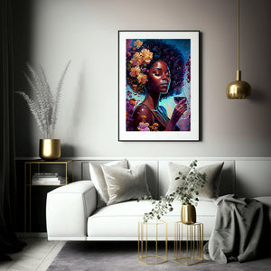 Black Art Digital Print Gift for Her Wine Drinking Abstract Art for Housewarming Gift Digital Wall Art Poster