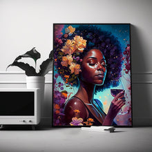 Load image into Gallery viewer, Black Art Digital Print Gift for Her Wine Drinking Abstract Art for Housewarming Gift Digital Wall Art Poster