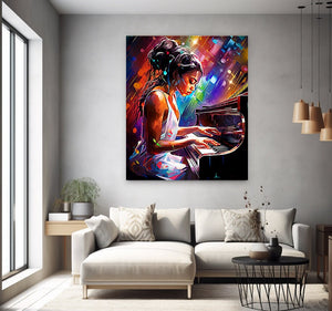 Black Pianist Digital Art Music Print Gift Abstract Art for Housewarming Afro Art Gift Digital Wall Art Poster