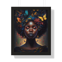 Load image into Gallery viewer, Black Woman With Afro Framed Wall Decor Butterflies Black Art Print Abstract Art Digital Art Print Wall Art