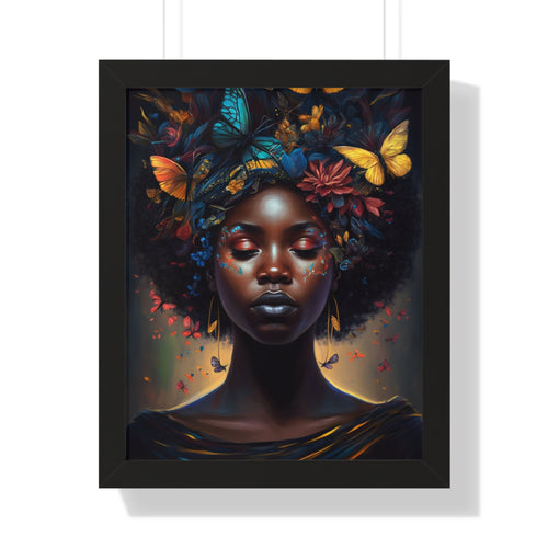 Black Woman With Afro Framed Wall Decor Butterflies Black Art Print Abstract Art Digital Art Print Wall Art