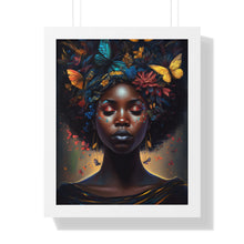 Load image into Gallery viewer, Black Woman With Afro Framed Wall Decor Butterflies Black Art Print Abstract Art Digital Art Print Wall Art