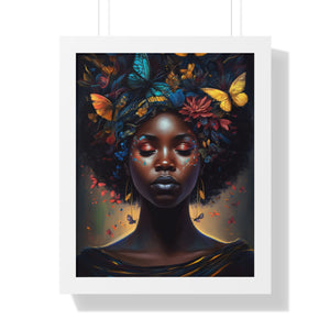 Black Woman With Afro Framed Wall Decor Butterflies Black Art Print Abstract Art Digital Art Print Wall Art