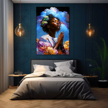 Load image into Gallery viewer, Praying Woman Art Print Abstract Black Art for Housewarming Gift Afrocentric Art Gift Digital Wall Art Poster