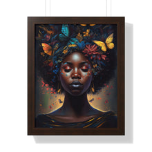 Load image into Gallery viewer, Black Woman With Afro Framed Wall Decor Butterflies Black Art Print Abstract Art Digital Art Print Wall Art