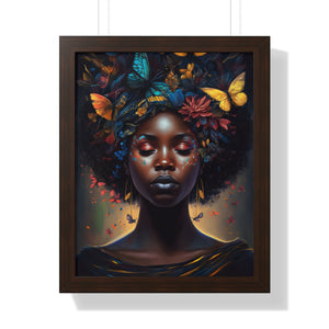 Black Woman With Afro Framed Wall Decor Butterflies Black Art Print Abstract Art Digital Art Print Wall Art
