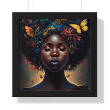Load image into Gallery viewer, Black Woman With Afro Framed Wall Decor Butterflies Black Art Print Abstract Art Digital Art Print Wall Art