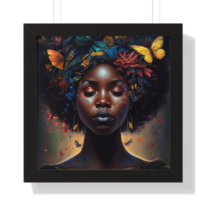 Black Woman With Afro Framed Wall Decor Butterflies Black Art Print Abstract Art Digital Art Print Wall Art