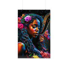Load image into Gallery viewer, Digital Art Harpist Print Abstract Black Art for Housewarming Gift Afro Art Gift Digital Wall Art Poster