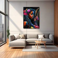 Load image into Gallery viewer, Digital Art Harpist Print Abstract Black Art for Housewarming Gift Afro Art Gift Digital Wall Art Poster