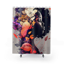 Load image into Gallery viewer, Floral Shower Curtain shower Art Print Shower Decor Black Art