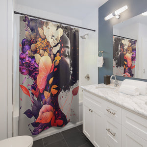 Floral Shower Curtain shower Art Print Shower Decor Black Art