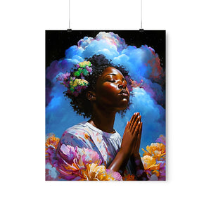 Praying Woman Art Print Abstract Black Art for Housewarming Gift Afrocentric Art Gift Digital Wall Art Poster