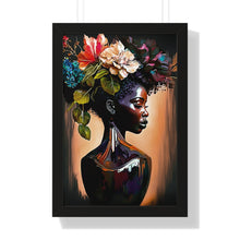 Load image into Gallery viewer, Flower Vase Black Woman Framed Print Abstract Art Digital Art Print Wall Art Framed Vertical Poster