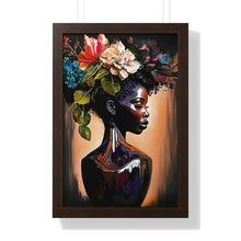 Load image into Gallery viewer, Flower Vase Black Woman Framed Print Abstract Art Digital Art Print Wall Art Framed Vertical Poster
