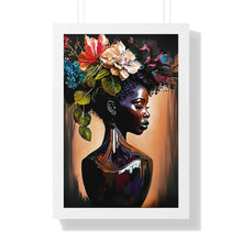 Load image into Gallery viewer, Flower Vase Black Woman Framed Print Abstract Art Digital Art Print Wall Art Framed Vertical Poster