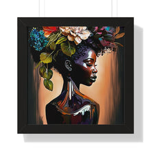 Load image into Gallery viewer, Flower Vase Black Woman Framed Print Abstract Art Digital Art Print Wall Art Framed Vertical Poster