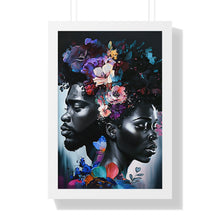 Load image into Gallery viewer, Black Love Framed Print Abstract Art Digital Art Print Wall Art Framed Vertical Poster