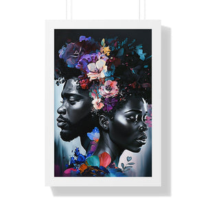 Black Love Framed Print Abstract Art Digital Art Print Wall Art Framed Vertical Poster