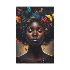 Black Woman With Afro Wall Decor Butterflies Black Art Canvas Abstract Art Digital Art Canvas Gallery Wraps