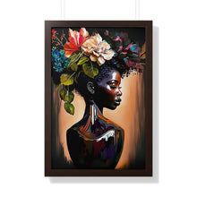 Load image into Gallery viewer, Flower Vase Black Woman Framed Print Abstract Art Digital Art Print Wall Art Framed Vertical Poster