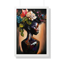 Load image into Gallery viewer, Flower Vase Black Woman Framed Print Abstract Art Digital Art Print Wall Art Framed Vertical Poster