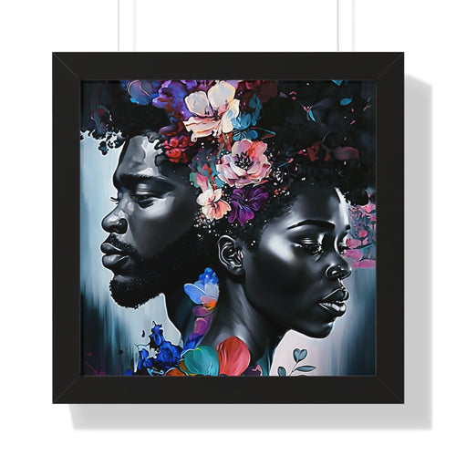 Black Love Framed Print Abstract Art Digital Art Print Wall Art Framed Vertical Poster
