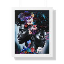 Load image into Gallery viewer, Black Love Framed Print Abstract Art Digital Art Print Wall Art Framed Vertical Poster
