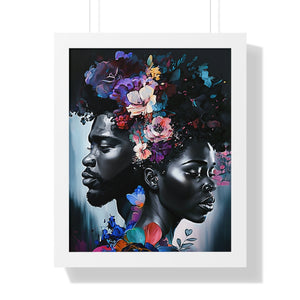 Black Love Framed Print Abstract Art Digital Art Print Wall Art Framed Vertical Poster