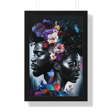 Load image into Gallery viewer, Black Love Framed Print Abstract Art Digital Art Print Wall Art Framed Vertical Poster