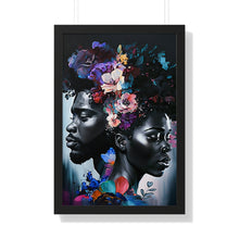 Load image into Gallery viewer, Black Love Framed Print Abstract Art Digital Art Print Wall Art Framed Vertical Poster