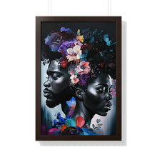 Load image into Gallery viewer, Black Love Framed Print Abstract Art Digital Art Print Wall Art Framed Vertical Poster