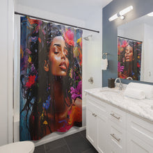 Load image into Gallery viewer, Rainfall Floral 71&quot; × 74&quot; Shower Curtain Art Print Shower Decor Black Art