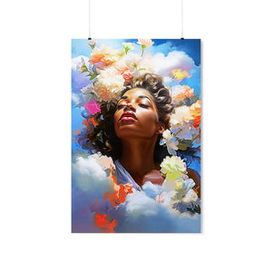Black Art Abstract Afrocentric Housewarming Gift for Her Digital Wall Print Cloud Art