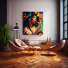 Load image into Gallery viewer, Saxophone Woman Abstract Art Afrocentric Housewarming Gift for Her Digital Wall Print Birthday