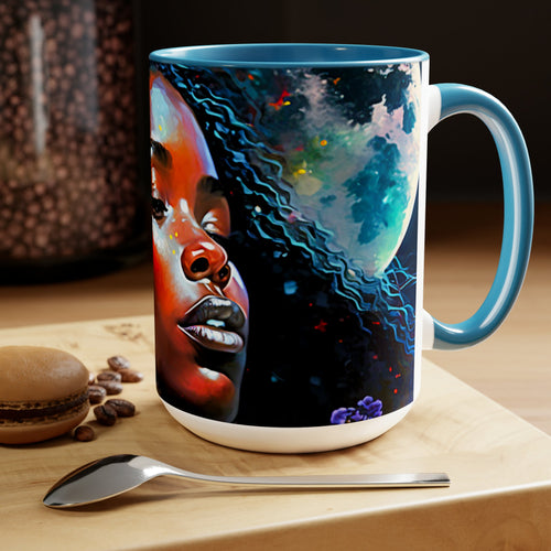 Coffee Mug Two-Tone Beautiful Black Art, 15oz